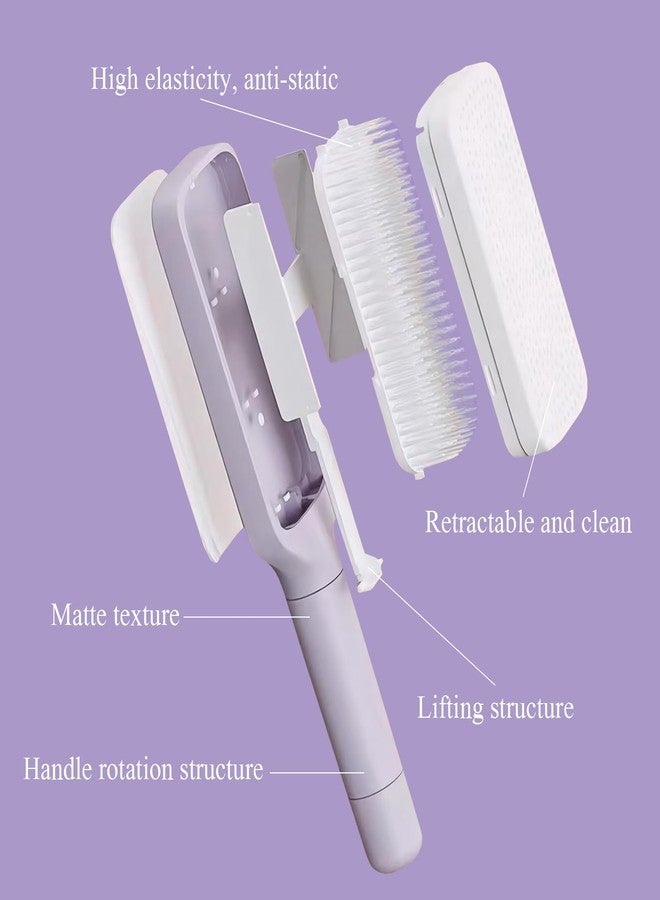 ROBOHOOK Self Cleaning Hair Brush for Women,Retractable Hairbrush Easy Clean,Anti Static Massage Brush,Rotary Telescopic Structure(Roland Purple) - Image 5